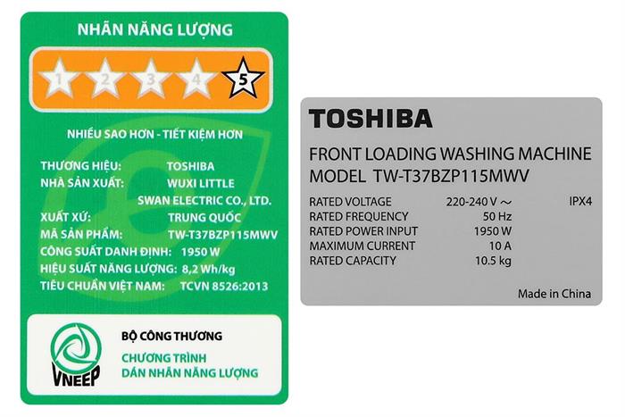 Máy giặt Toshiba Inverter 10.5 kg TW-T37BZP115MWV(WT)